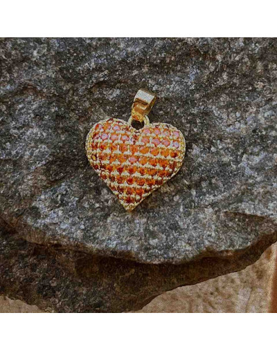 Corazón (6). Aleación+Zirconia. Baño 18KGold. 16x15 milímetros. 5x3 mm cierre. 1 unidad.