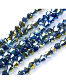 Bi-Cono. GREEN PLATED. 4x4 milímetros. 1 mm perforación. 90 unidades hilo aproximado.