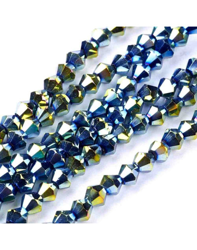 Bi-Cono. GREEN PLATED. 4x4 milímetros. 1 mm perforación. 90 unidades hilo aproximado.