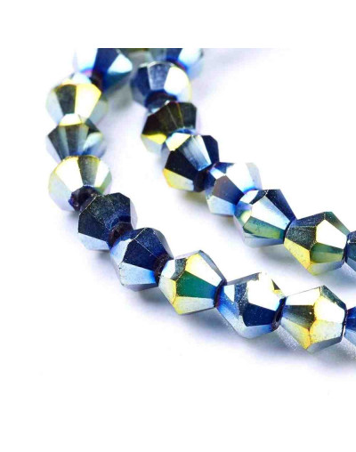 Bi-Cono. GREEN PLATED. 4x4 milímetros. 1 mm perforación. 90 unidades hilo aproximado.