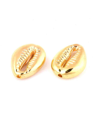 Toritos, shell. Color dorado. 18x13,5x5 milímetros. 1,8 mm perforación. 20 unidades.