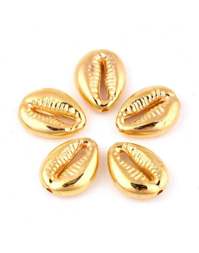 Toritos, shell. Color dorado. 18x13,5x5 milímetros. 1,8 mm perforación. 20 unidades.