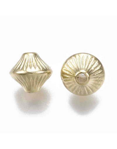 Bi-cono. Color Ligth Gold. 7x6 milímetros. 1,5 mm perforación. 50 unidades aproximado.