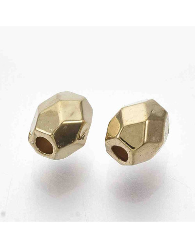 Ovalo faceteado. Color dorado. 5x4x4 milímetros. 1,4 mm perforación. 50 unidades aproximado.