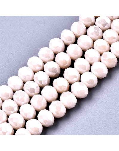 Rondelle faceteado. 4x3 milímetros. PEARL MISTY ROSE. 0,5 mm perforación. 125 uds hilo (aprox).