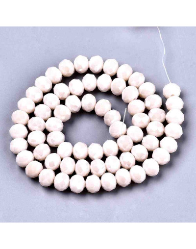 Rondelle faceteado. 4x3 milímetros. PEARL MISTY ROSE. 0,5 mm perforación. 125 uds hilo (aprox).