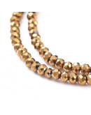 Rondelle faceteado. 2x1,5 mm. GOLDEN PLATED. 0,6 mm perforación. 220 uds hilo (aproximado).