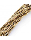 Rondelle faceteado. 2x1,5 mm. LIGHT GOLD PLATED. 0,6 mm perforación. 220 uds hilo (aproximado).