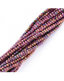 Rondelle faceteado. 2x1,5 mm. PURPLE PLATED. 0,6 mm perforación. 220 uds hilo (aproximado).