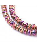 Rondelle faceteado. 2x1,5 mm. PURPLE PLATED. 0,6 mm perforación. 220 uds hilo (aproximado).