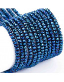 Rondelle faceteado. 2x1,5 mm. BLUE PLATED. 0,6 mm perforación. 220 uds hilo (aproximado).