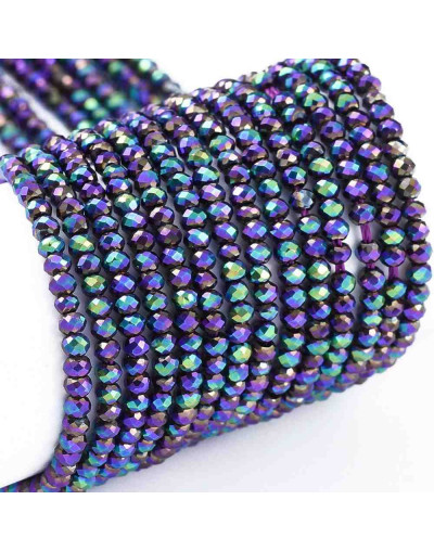 Rondelle faceteado. 2x1,5 mm. MULTI COLOR PLATED. 0,6 mm perforación. 220 uds hilo (aproximado).