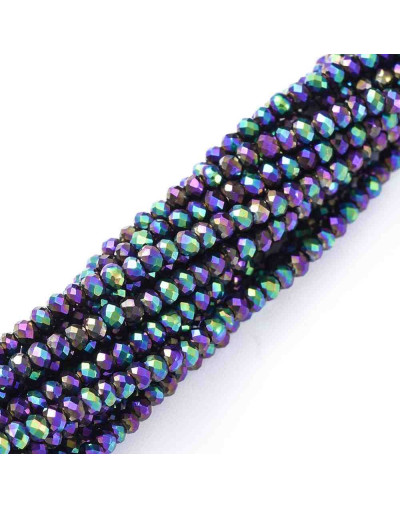 Rondelle faceteado. 2x1,5 mm. MULTI COLOR PLATED. 0,6 mm perforación. 220 uds hilo (aproximado).