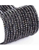 Rondelle faceteado. 2x1,5 mm. GUNMETAL PLATED. 0,6 mm perforación. 220 uds hilo (aproximado).