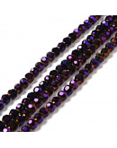 Esfera faceteada. PURPLE PLATED. 4 mm diámetro. 0,5 mm perforación. 100 uds hilo (aproximado).