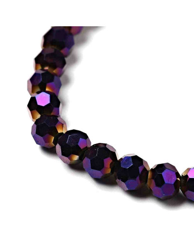 Esfera faceteada. PURPLE PLATED. 4 mm diámetro. 0,5 mm perforación. 100 uds hilo (aproximado).