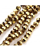 Esfera faceteada. GOLDEN PLATED. 4 mm diámetro. 0,5 mm perforación. 100 uds hilo (aproximado).