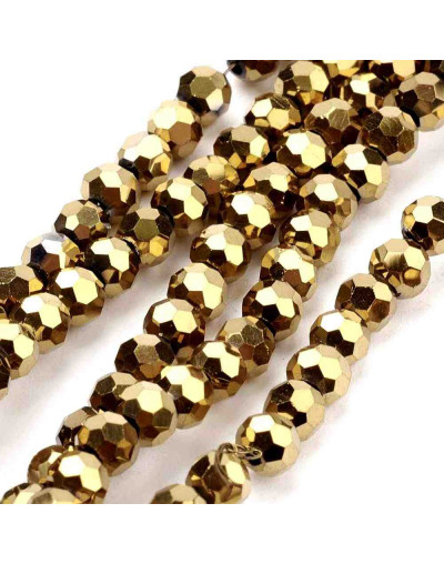 Esfera faceteada. GOLDEN PLATED. 4 mm diámetro. 0,5 mm perforación. 100 uds hilo (aproximado).