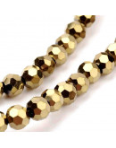 Esfera faceteada. GOLDEN PLATED. 4 mm diámetro. 0,5 mm perforación. 100 uds hilo (aproximado).