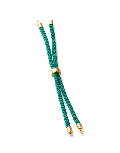Nylon regulable para pulsera. Light Sea Green. Bañado (18kGold). 220x4 mm. 2,8 mm perforación. 1 ud