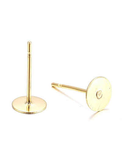 Pin aretes. Acero inoxidable. Color dorado. Pin 0,7 mm. Base 8x0,3 mm. Cierre silicón. 40 unidades.