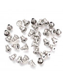 Cierres pin aretes. Acero inoxidable. Color plateado. 6X5 mm. Para pin 0,7~0,9 mm. 20 unidades. Cierres pin aretes. Acero inoxidable. Color plateado. 6X5 mm. Para pin 0,7~0,9 mm. 20 unidades.