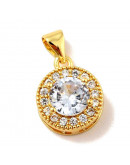 Moneda. Aleación+Zirconia. Baño 18KGold. 11x14 milímetros. 3,5x4 mm cierre. 1 unidad. Moneda. Aleación+Zirconia. Baño 18KGold. 11x14 milímetros. 3,5x4 mm cierre. 1 unidad.