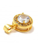 Moneda. Aleación+Zirconia. Baño 18KGold. 11x14 milímetros. 3,5x4 mm cierre. 1 unidad. Moneda. Aleación+Zirconia. Baño 18KGold. 11x14 milímetros. 3,5x4 mm cierre. 1 unidad.