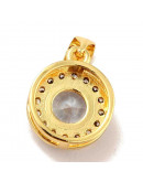 Moneda. Aleación+Zirconia. Baño 18KGold. 11x14 milímetros. 3,5x4 mm cierre. 1 unidad. Moneda. Aleación+Zirconia. Baño 18KGold. 11x14 milímetros. 3,5x4 mm cierre. 1 unidad.