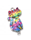 Gatos. Aleación de cobre y esmalte. 29,5x16,5x2 mm. 1,80 mm perforación. 4 unidades.