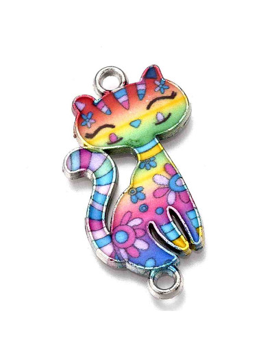 Gatos. Aleación de cobre y esmalte. 29,5x16,5x2 mm. 1,80 mm perforación. 4 unidades.