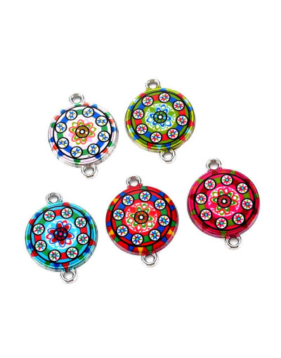 Monedas. Aleación de cobre y esmalte. 25,5x18,5x2 mm. 2 mm perforación. 4 unidades.