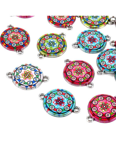 Monedas. Aleación de cobre y esmalte. 25,5x18,5x2 mm. 2 mm perforación. 4 unidades.