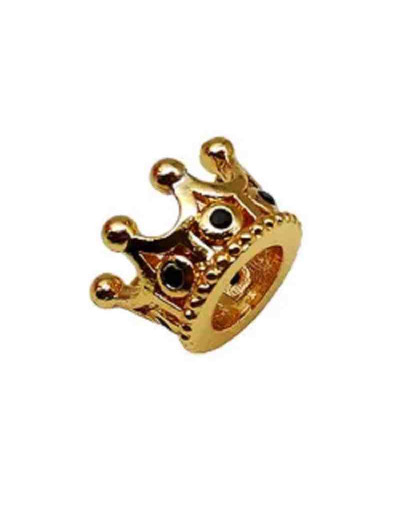 Corona (3). Aleación. Baño 18k Gold. Zirconia BLACK. 10,8x7,2 mm. 5,5 mm perforación. 1 ud.