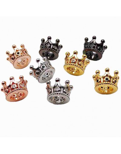 Corona (3). Aleación. Baño 18k Gold. Zirconia BLACK. 10,8x7,2 mm. 5,5 mm perforación. 1 ud.