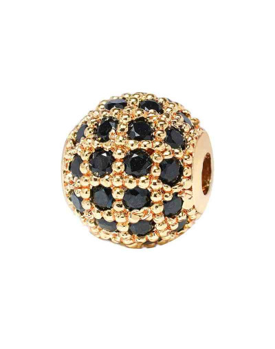 Esfera (4). Aleación. Baño 18k Gold. Zirconia BLACK. 8 mm diámetro. 2 mm perforación. 1 ud.