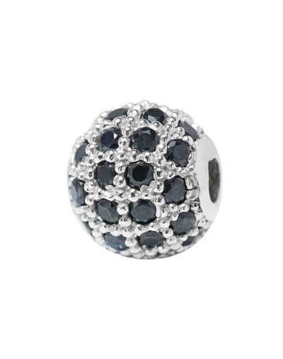 Esfera (4). Aleación. Baño Platino. Zirconia BLACK. 8 mm diámetro. 2 mm perforación. 1 ud.