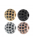 Esfera (4). Aleación. Baño Platino. Zirconia BLACK. 8 mm diámetro. 2 mm perforación. 1 ud. Esfera (4). Aleación. Baño Platino. Zirconia BLACK. 8 mm diámetro. 2 mm perforación. 1 ud.