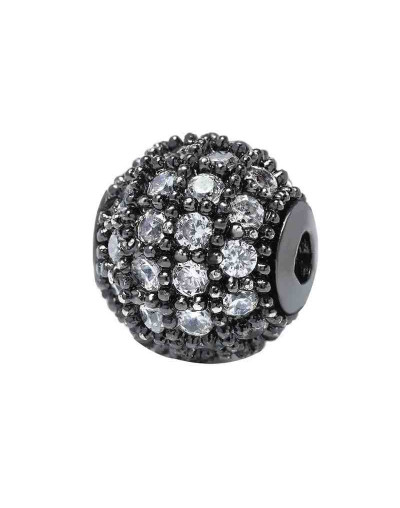 Esfera (4). Aleación. Baño Gunmetal. Zirconia CLEAR. 8 mm diámetro. 2 mm perforación. 1 ud.