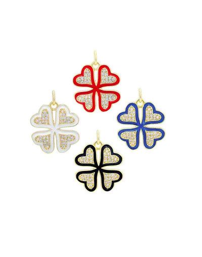 Trebol. Aleación+Zirconia+Esmalte. Baño 18KGold. Color azul. 20,5 mm. 5 mm arandela. 1 ud.