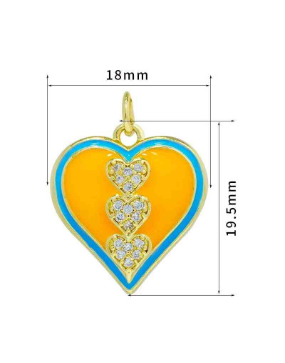 Corazón (10). Aleación+Zirconia+Esmalte. Baño 18KGold. Color blanco. 19x18 mm. 5 mm arandela. 1 ud.