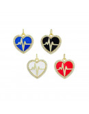 Corazón (11). Aleación+Zirconia+Esmalte. Baño 18KGold. Color negro, 18x17,8 mm. 5 mm arandela. 1 ud. Corazón (11). Aleación+Zirconia+Esmalte. Baño 18KGold. Color negro, 18x17,8 mm. 5 mm arandela. 1 ud.