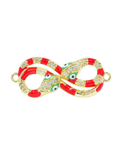 Serpiente. Aleación+Zirconia+Esmalte. Baño 18KGold. 32,5x13 mm. 1,5 mm perforación. 1 unidad.