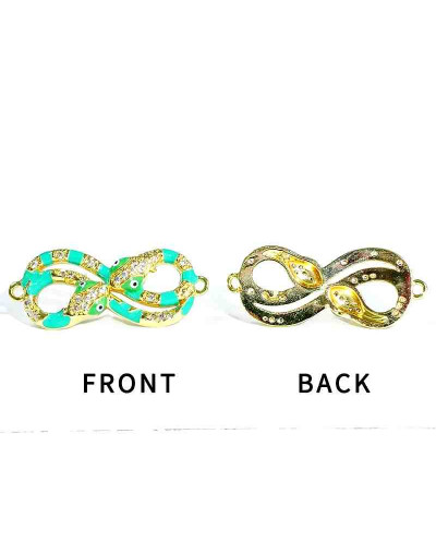 Serpiente. Aleación+Zirconia+Esmalte. Baño 18KGold. 32,5x13 mm. 1,5 mm perforación. 1 unidad.