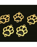 Huella de perro. Acero Inoxidable. Color dorado. 16x20 milímetros. 1,1 mm perforación. 1 unidad.