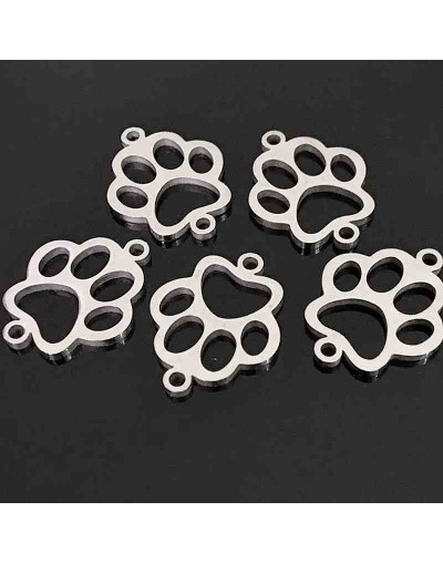 Huella de perro. Acero Inoxidable. Color plateado. 16x20 milímetros. 1,1 mm perforación. 1 unidad.