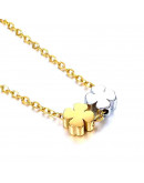 Trébol. Acero Inoxidable. Color dorado. 8x8x3,4 milímetros. 2 mm perforación. 1 unidad.