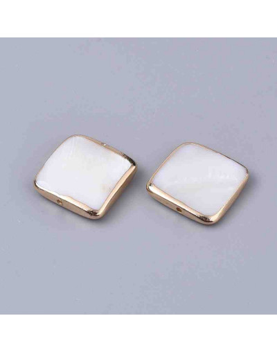 Concha de mar. Cuadrado. Golden Plated. 14x3 milímetros. 0,8 mm perforación. 1 unidad.