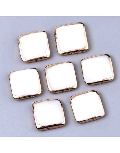 Concha de mar. Cuadrado. Golden Plated. 14x3 milímetros. 0,8 mm perforación. 1 unidad.