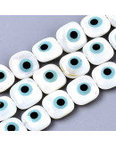 Concha de mar. Cuadrado+Ojo Turco. 10x4 milímetros. 0,8 mm perforación. 2 unidades.